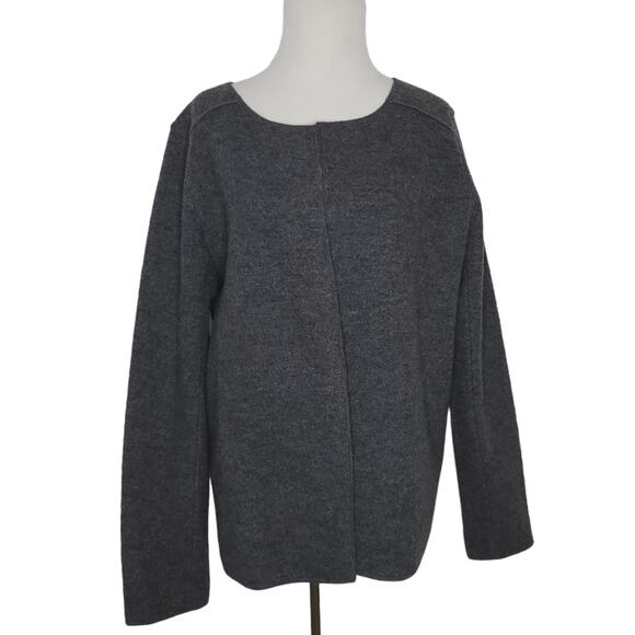 Boden Boiled Wool Open Front Jacket Cardigan Gray Unlined WU020 Women 14 - Picture 1 of 13